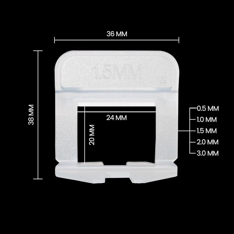 درافل مجموعة مشابك نظام تسوية البلاط من دورافيل - 100 قطعة - أدوات تسوية البلاط قابلة لإعادة الاستخدام للتركيب الاحترافي (1.5 مم) - Image 3
